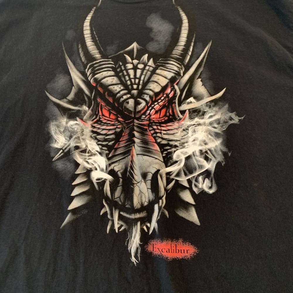 Excalibur Shirt Mens 2XL Black Dragon Graphic Las Vegas Casino Tee T-Shirt